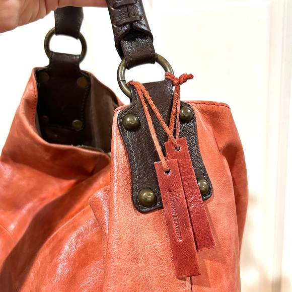 {Tano} Orange Leather Hobo Bag - Picture 6 of 13